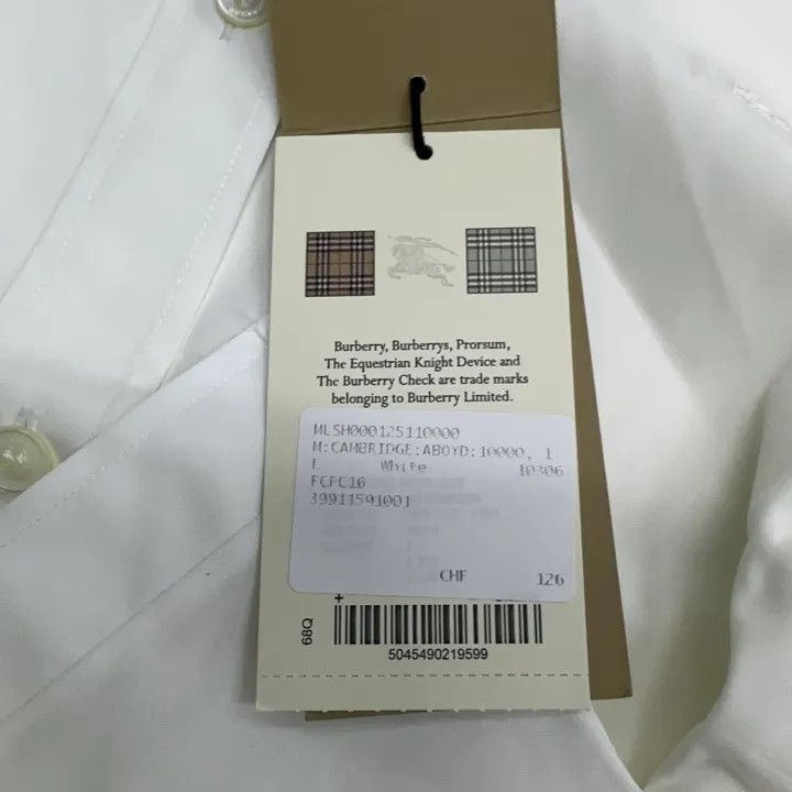 Burberry Burberry White Long Sleeve Shirt 0079 Size L / US 10 / IT 46 - 3 Thumbnail