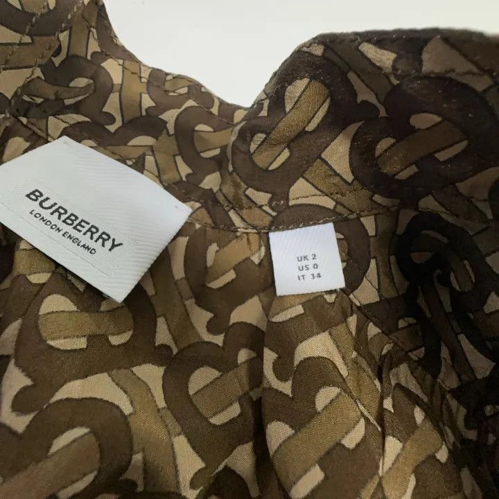 Burberry Burberry Brown Printed Short Sleeve Blouse 0079 Size XS / US 0-2 / IT 36-38 - 5 Thumbnail