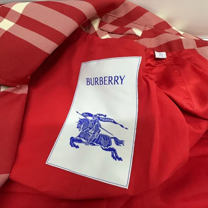 Burberry Burberry Red Plaid Double-Breasted Trench Coat 0079 Size S / US 4 / IT 40 - 6 Thumbnail