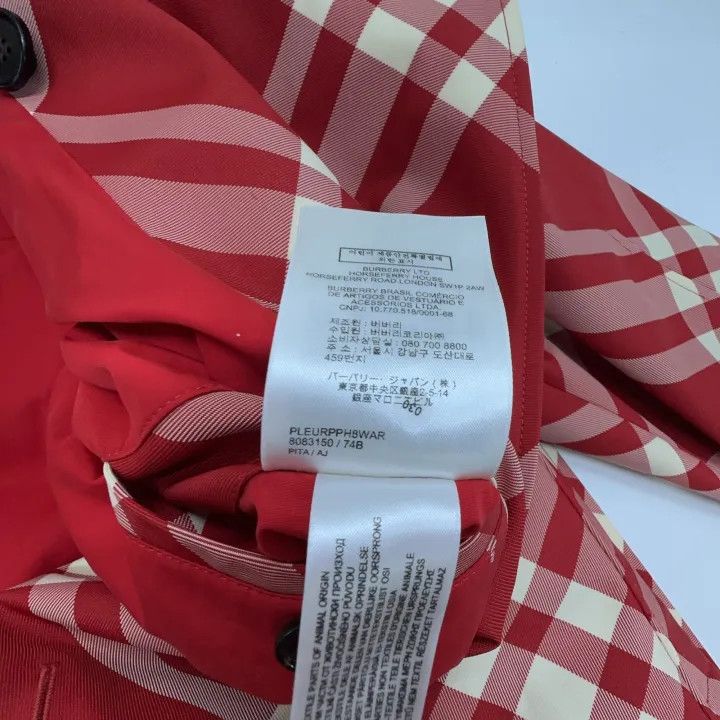 Burberry Burberry Red Plaid Double-Breasted Trench Coat 0079 Size S / US 4 / IT 40 - 4 Thumbnail