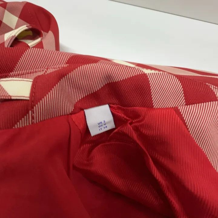 Burberry Burberry Red Plaid Double-Breasted Trench Coat 0079 Size S / US 4 / IT 40 - 5 Thumbnail