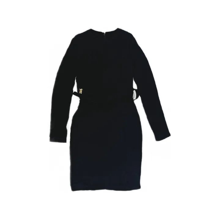 Burberry Burberry Black Long Sleeve Dress with Waist Belt 0079 Size S / US 4 / IT 40 - 2 Thumbnail