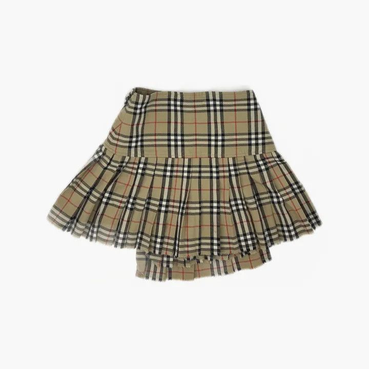 Burberry Burberry Beige Pleated Plaid Skirt for Women 0079 Size 23" - 3 Thumbnail