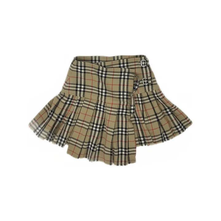 Burberry Burberry Beige Pleated Plaid Skirt for Women 0079 Size 23" - 2 Thumbnail