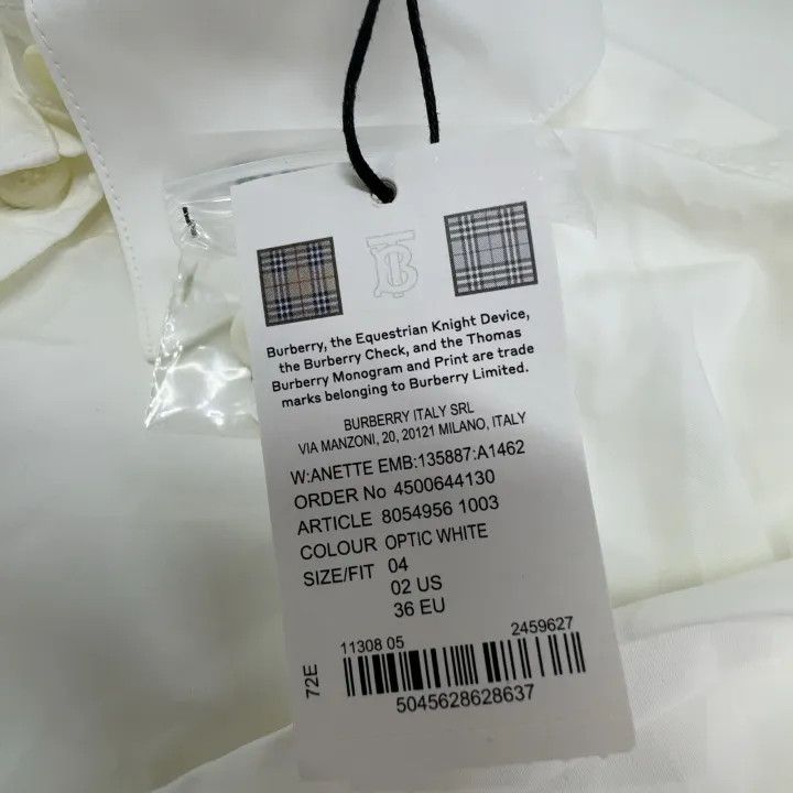 Burberry Burberry White Logo Print Long Sleeve Shirt 0079 Size S / US 4 / IT 40 - 5 Thumbnail