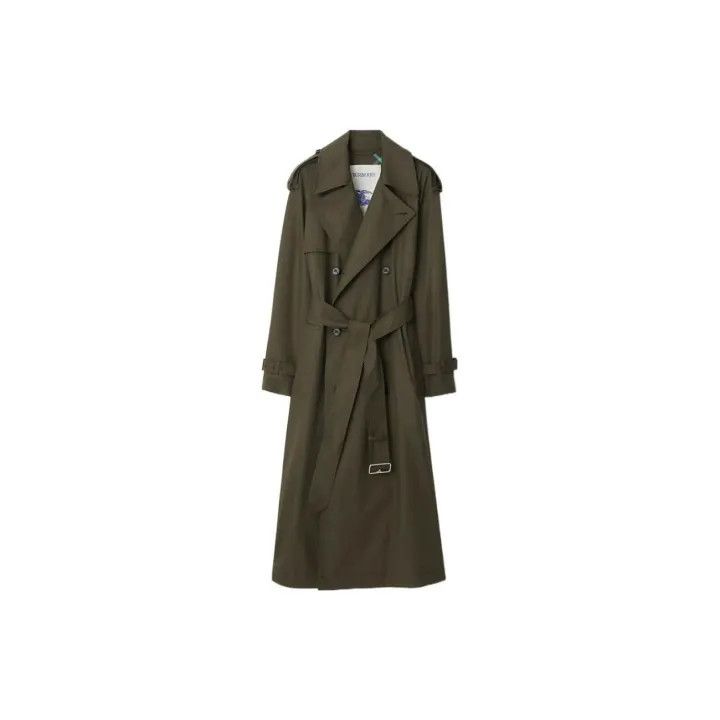 Burberry Burberry Olive Green Double-Breasted Long Coat 0079 Size S / US 4 / IT 40 - 2 Thumbnail