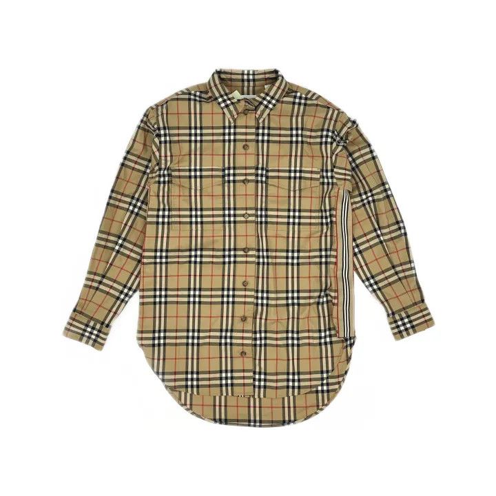 Burberry Burberry Beige Check Long Sleeve Button-Up Shirt 0079 Size S / US 4 / IT 40 - 2 Thumbnail