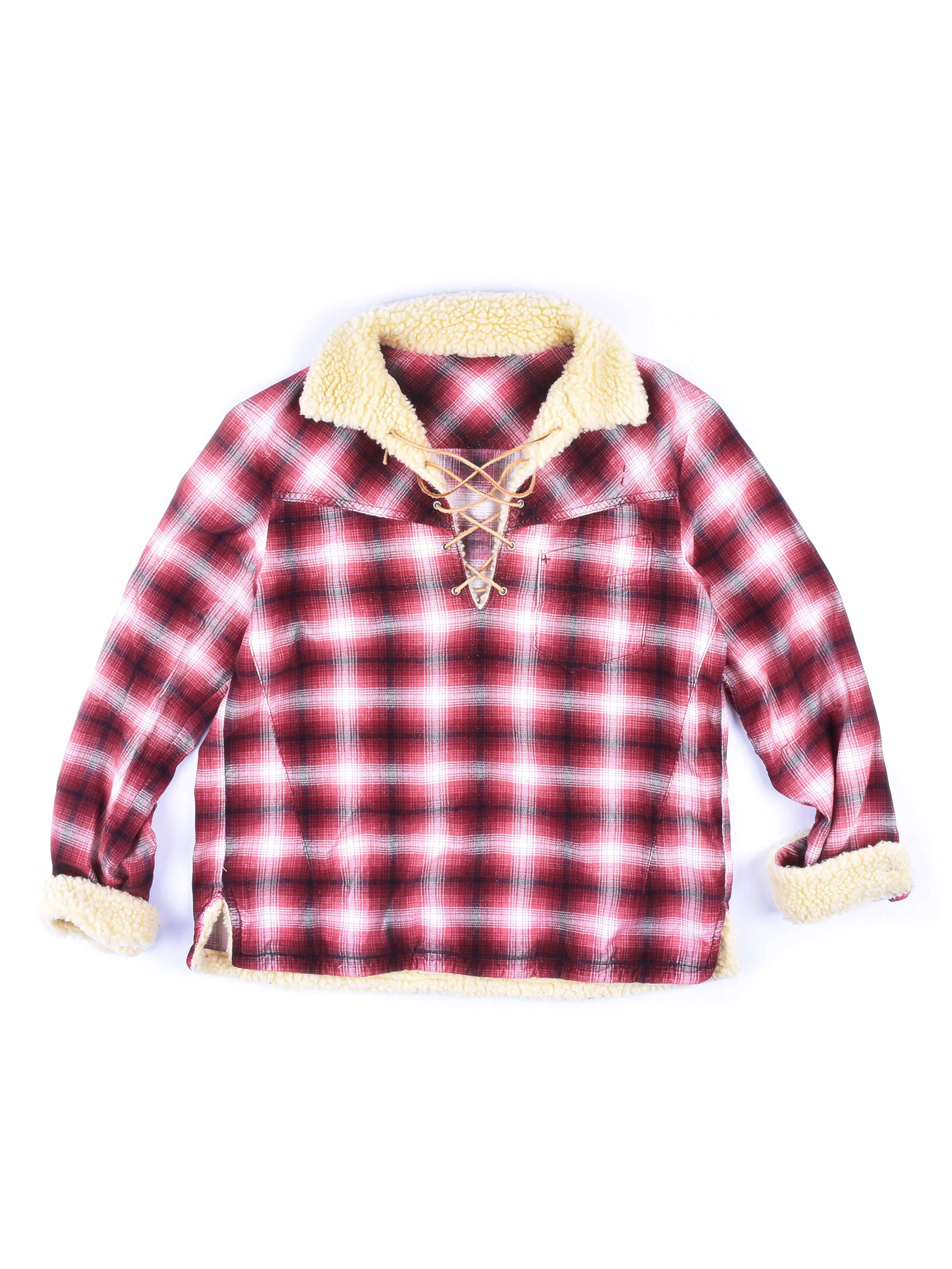 image of Number N Ine Sherpa Lace Flannel in Red, Men's (Size Large)