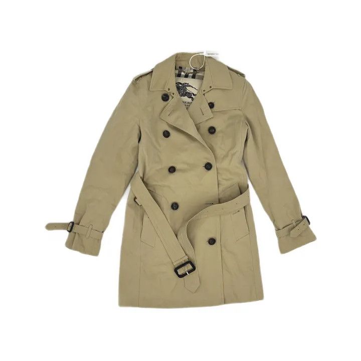 Burberry Burberry Beige Long Sleeve Double-Breasted Coat 0079 Size S / US 4 / IT 40 - 2 Thumbnail