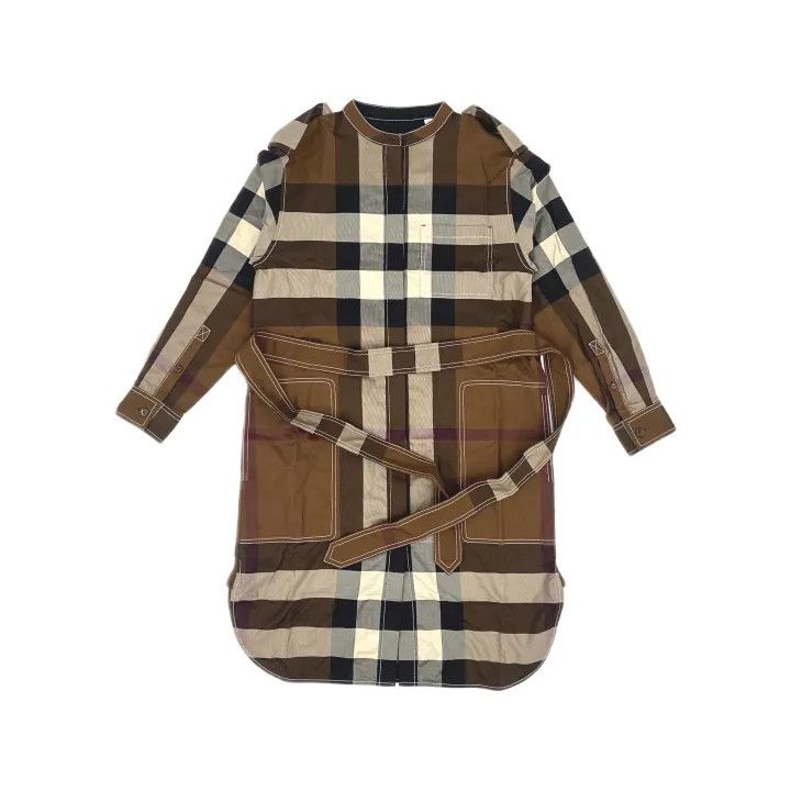 Burberry Burberry Brown Plaid Long Sleeve Dress 0079 Size S / US 4 / IT 40 - 2 Thumbnail