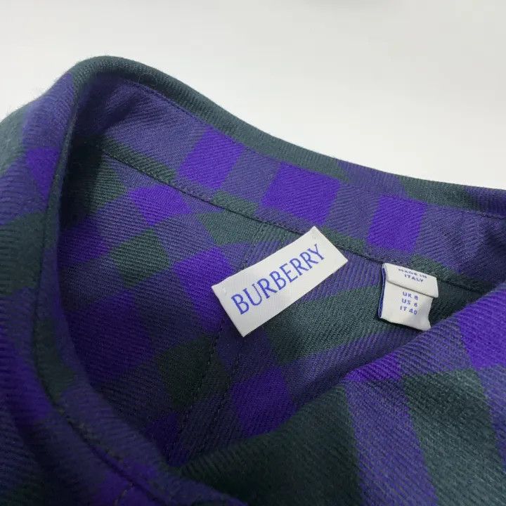Burberry Burberry Purple Checked Long Sleeve Dress 0079 Size M / US 6-8 / IT 42-44 - 6 Thumbnail