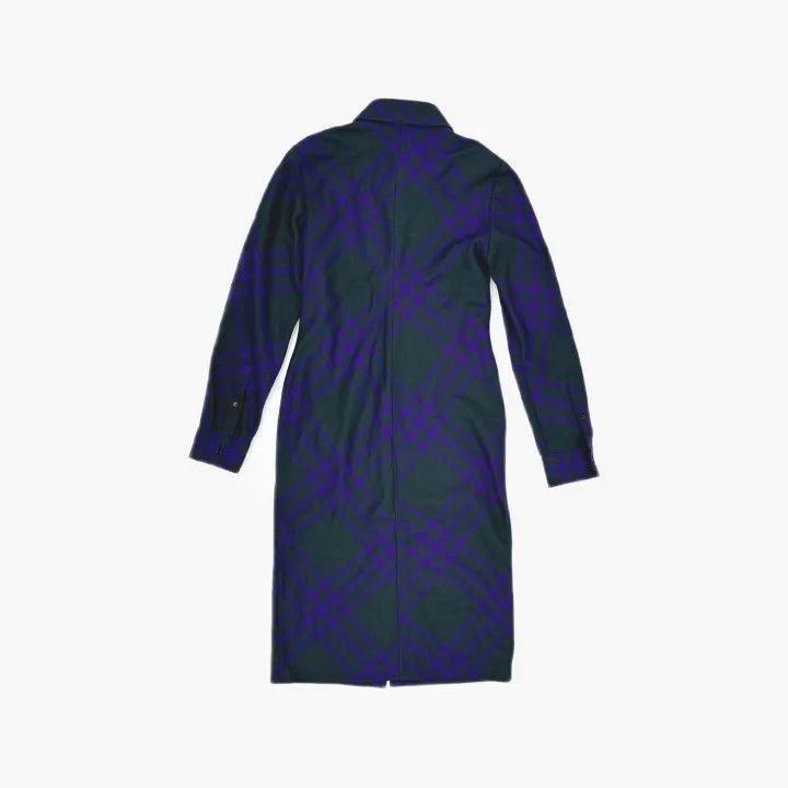 Burberry Burberry Purple Checked Long Sleeve Dress 0079 Size M / US 6-8 / IT 42-44 - 3 Thumbnail