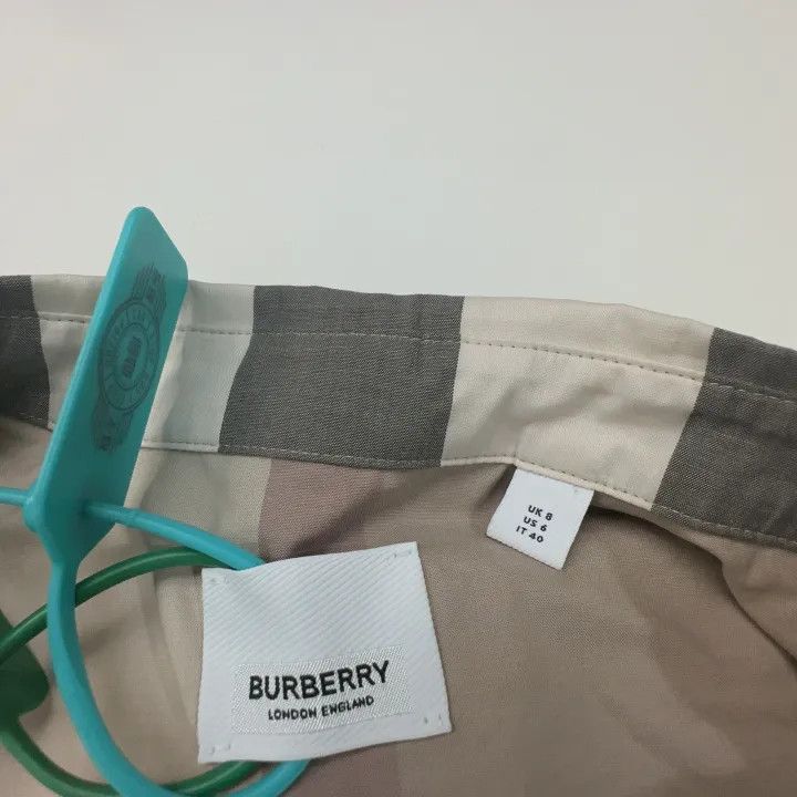 Burberry Burberry Beige Checkered Long Sleeve Dress 0079 Size S / US 4 / IT 40 - 2 Thumbnail