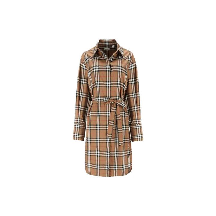 Burberry Burberry Brown Check Long Sleeve Dress for Women 0079 Size M / US 6-8 / IT 42-44 - 2 Thumbnail