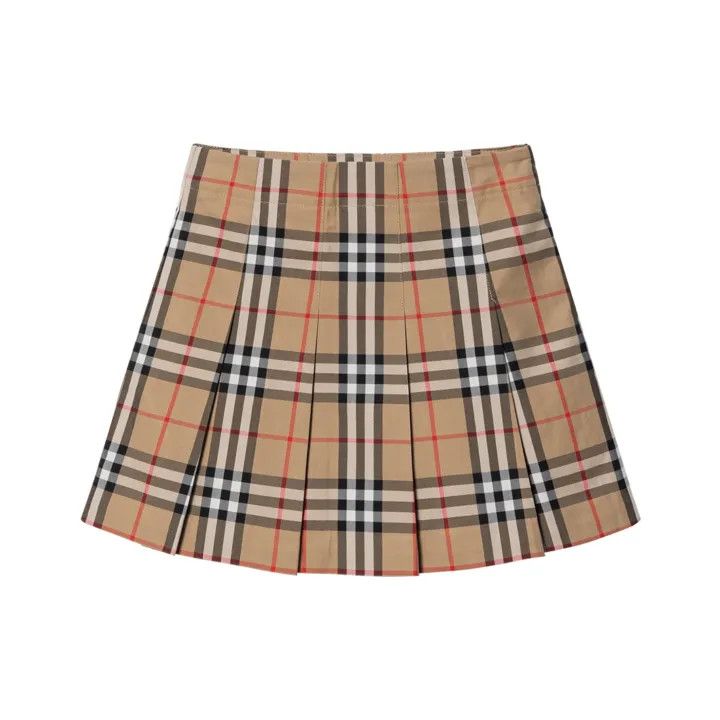 Burberry Burberry Beige Plaid Pleated Skirt for Kids 0079 Size 42" / US 20 - 2 Thumbnail