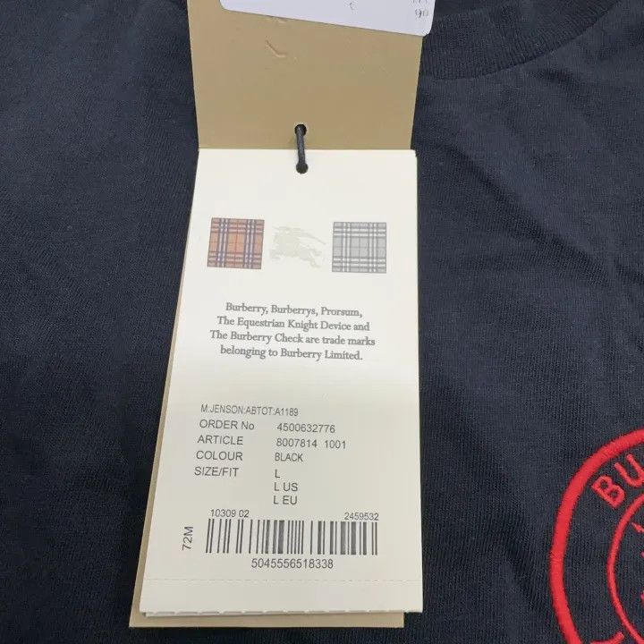 Burberry Burberry Black Logo Short Sleeve T-Shirt 0079 Size L / US 10 / IT 46 - 11 Thumbnail