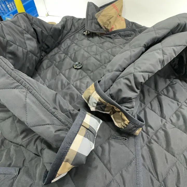 Burberry Burberry Black Quilted Cotton Double-Breasted Coat 0079 Size L / US 10 / IT 46 - 7 Thumbnail