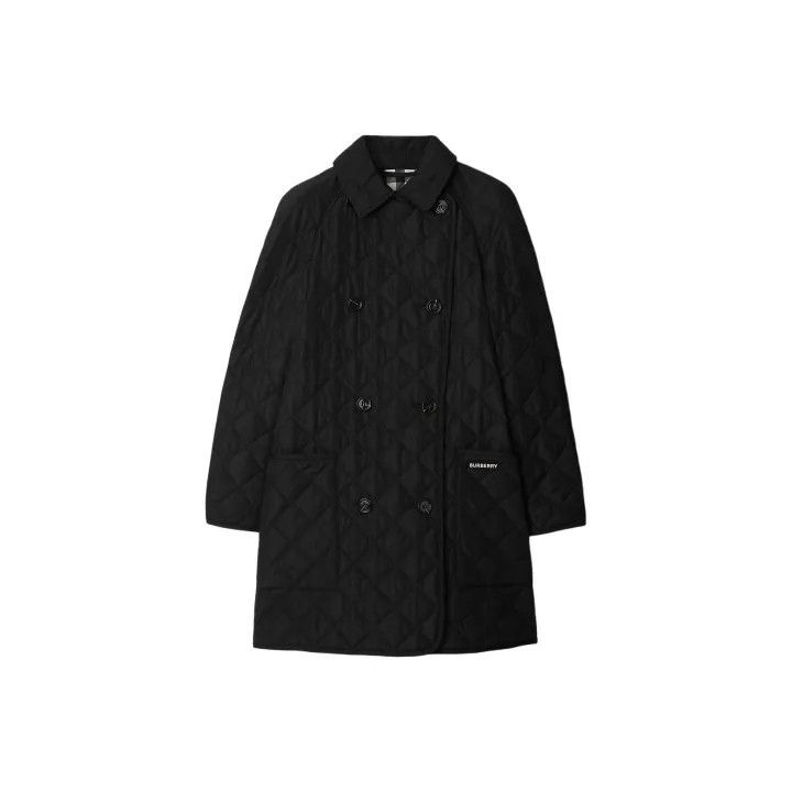 Burberry Burberry Black Quilted Cotton Double-Breasted Coat 0079 Size L / US 10 / IT 46 - 2 Thumbnail