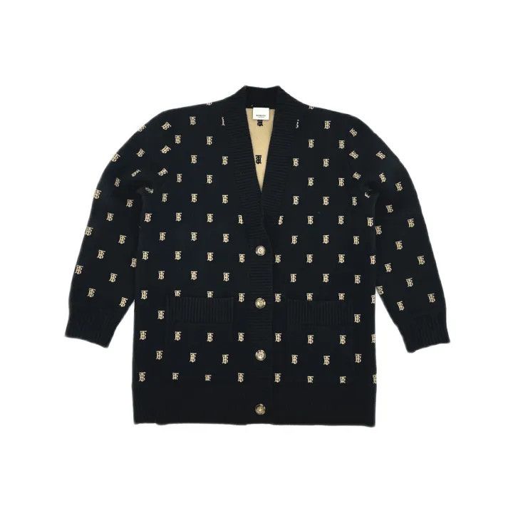 Burberry Burberry Black Logo Knit Cardigan for Women 0079 Size L / US 10 / IT 46 - 2 Thumbnail