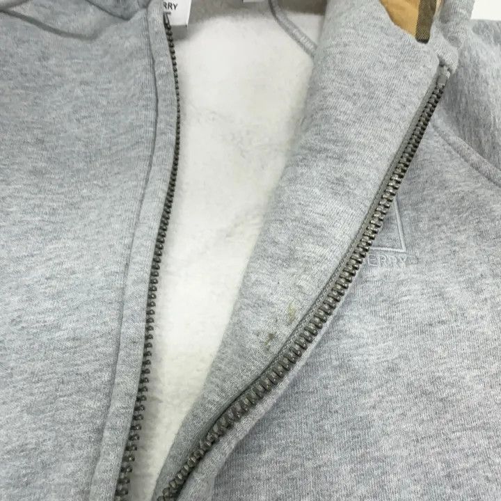 Burberry Burberry Gray Logo Embroidered Zip Hoodie 0079 Size L / US 10 / IT 46 - 7 Thumbnail