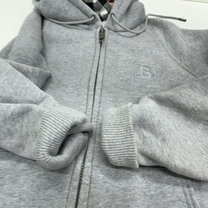 Burberry Burberry Gray Logo Embroidered Zip Hoodie 0079 Size L / US 10 / IT 46 - 9 Thumbnail