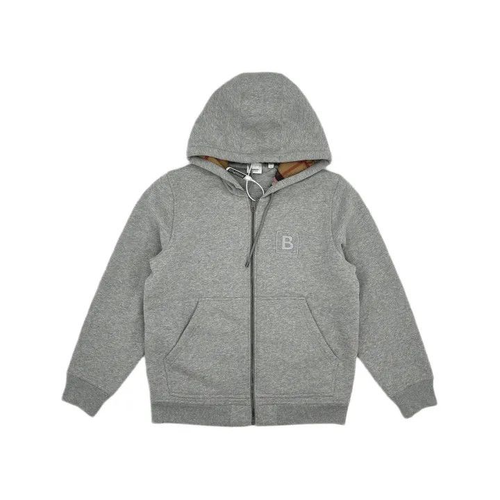 Burberry Burberry Logo Gray Hoodie with Zipper 0079 Size L / US 10 / IT 46 - 2 Thumbnail