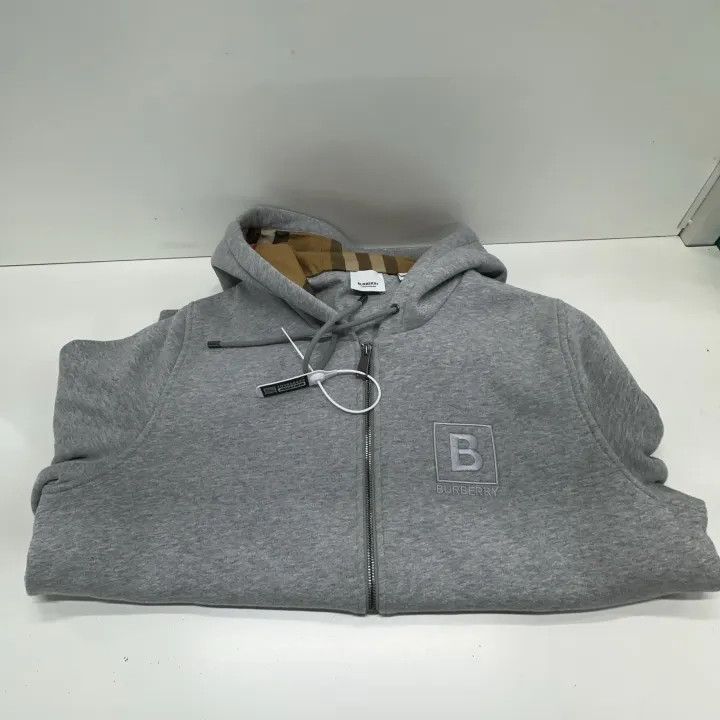 Burberry Burberry Logo Gray Hoodie with Zipper 0079 Size L / US 10 / IT 46 - 7 Thumbnail