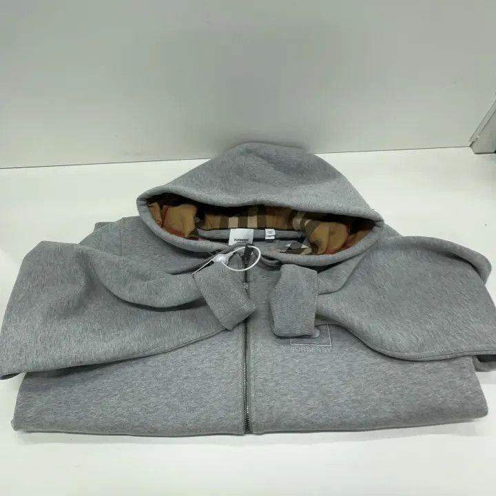 Burberry Burberry Logo Gray Hoodie with Zipper 0079 Size L / US 10 / IT 46 - 6 Thumbnail
