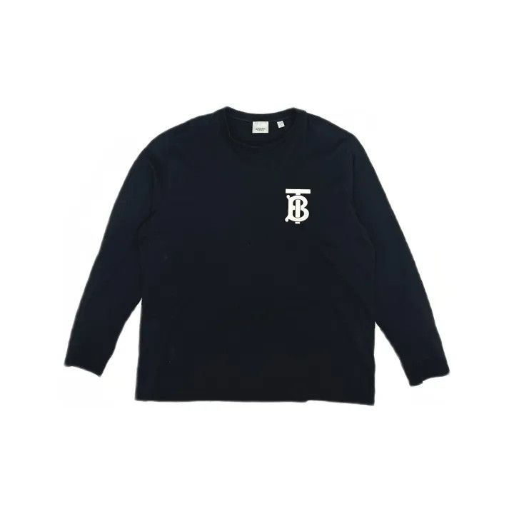 Burberry Burberry Black Logo Print Long Sleeve T-Shirt 0079 Size L / US 10 / IT 46 - 2 Thumbnail
