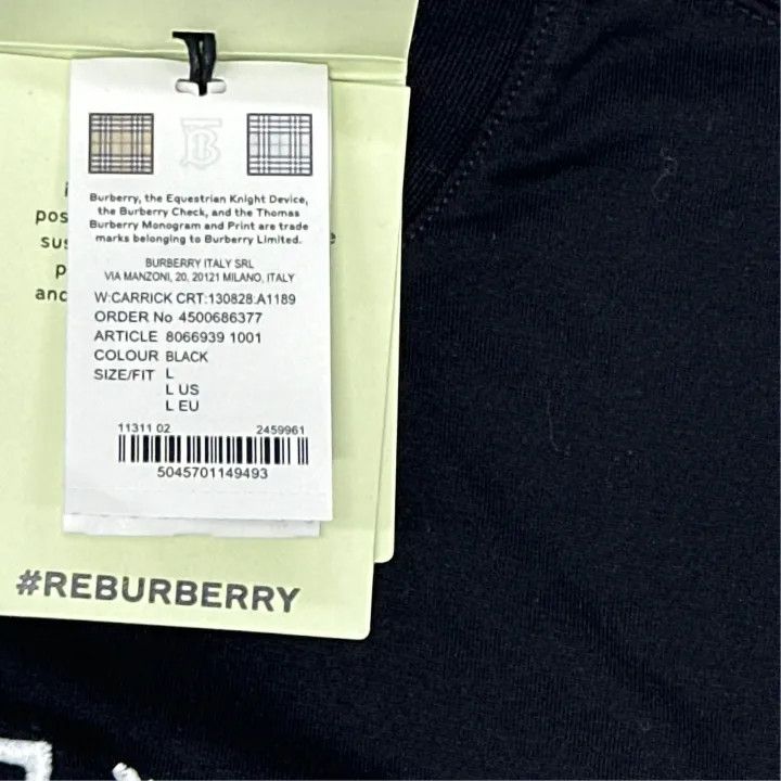 Burberry Burberry Black Short Sleeve Casual T-Shirt 0079 Size L / US 10 / IT 46 - 3 Thumbnail