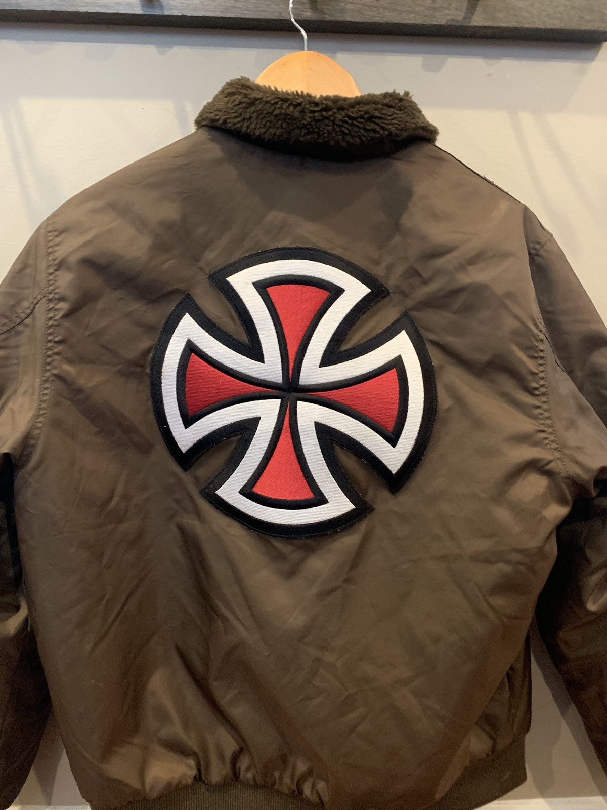 Independent Truck Co. Supreme Supreme Independent Fur Collar Bomber Jacket Brown Grailed