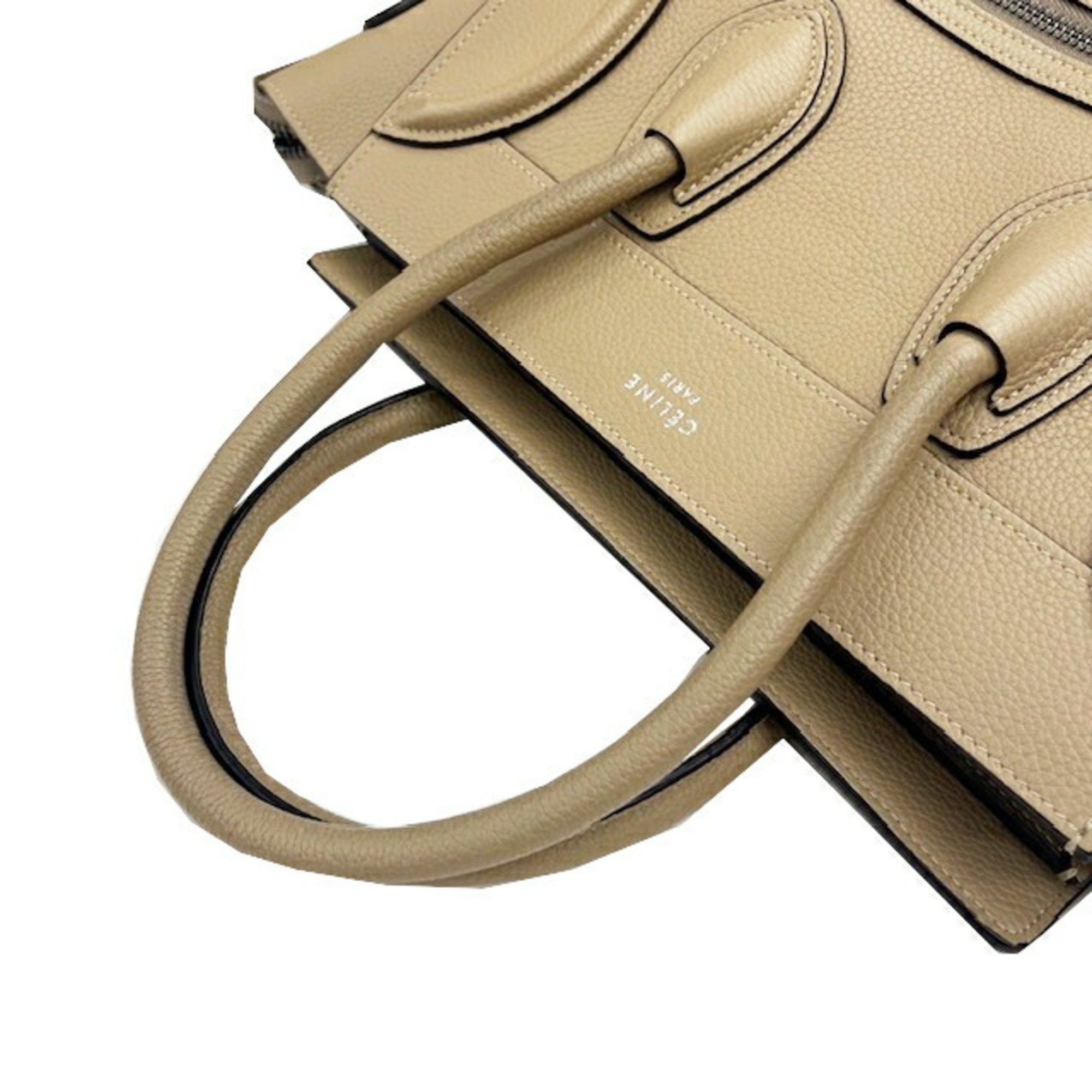 Celine CELINE Luggage Micro Shopper Leather Greige Handbag Tote Bag Women's Size ONE SIZE - 10 Thumbnail