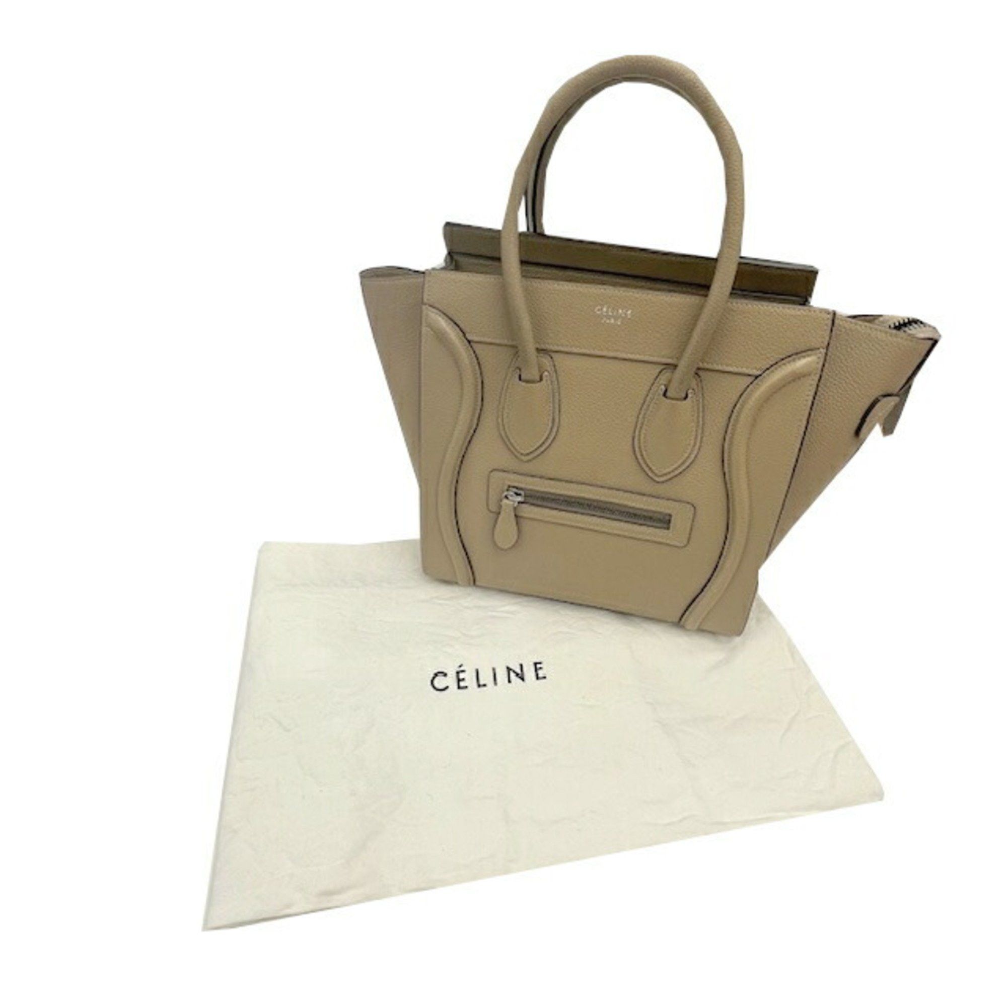 Celine CELINE Luggage Micro Shopper Leather Greige Handbag Tote Bag Women's Size ONE SIZE - 16 Thumbnail