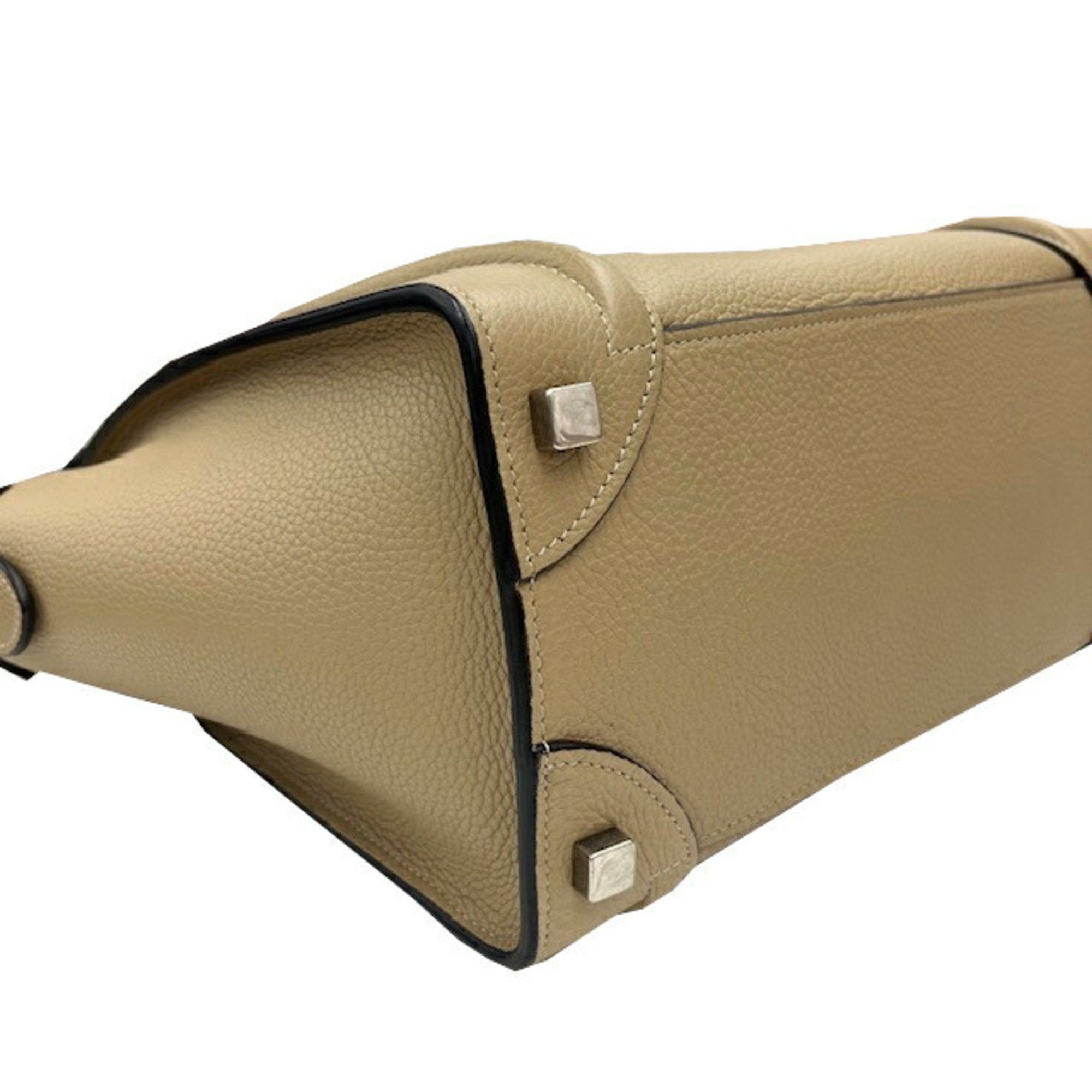 Celine CELINE Luggage Micro Shopper Leather Greige Handbag Tote Bag Women's Size ONE SIZE - 9 Thumbnail