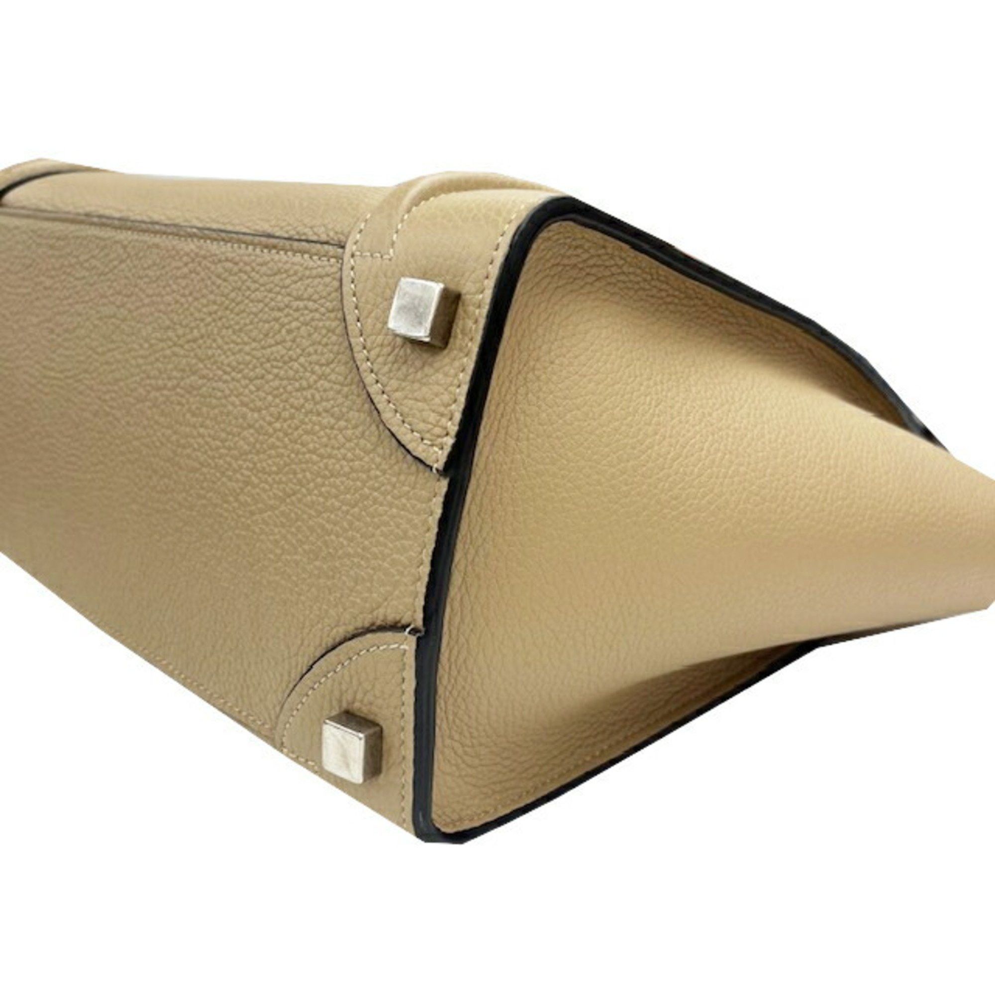 Celine CELINE Luggage Micro Shopper Leather Greige Handbag Tote Bag Women's Size ONE SIZE - 6 Thumbnail