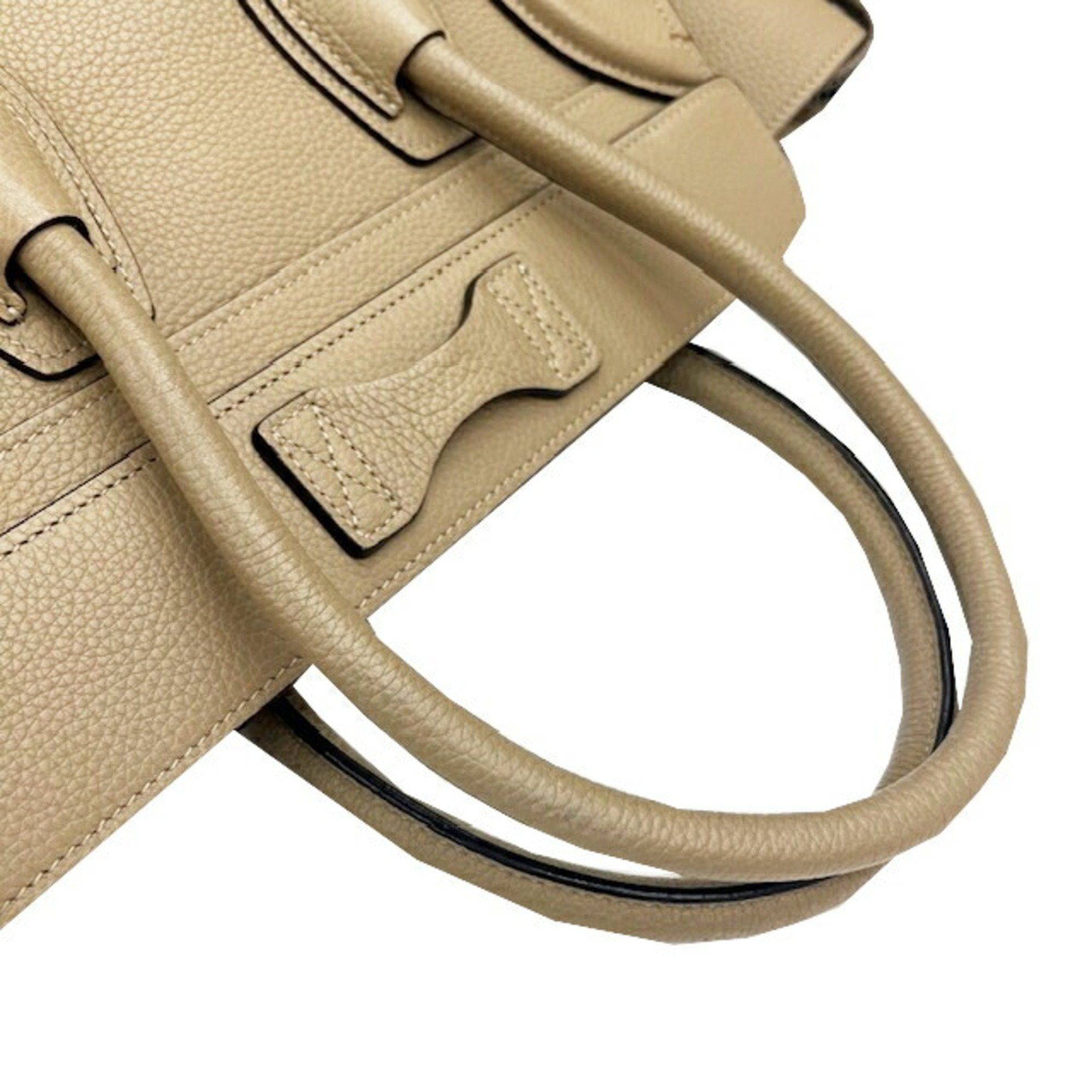 Celine CELINE Luggage Micro Shopper Leather Greige Handbag Tote Bag Women's Size ONE SIZE - 11 Thumbnail