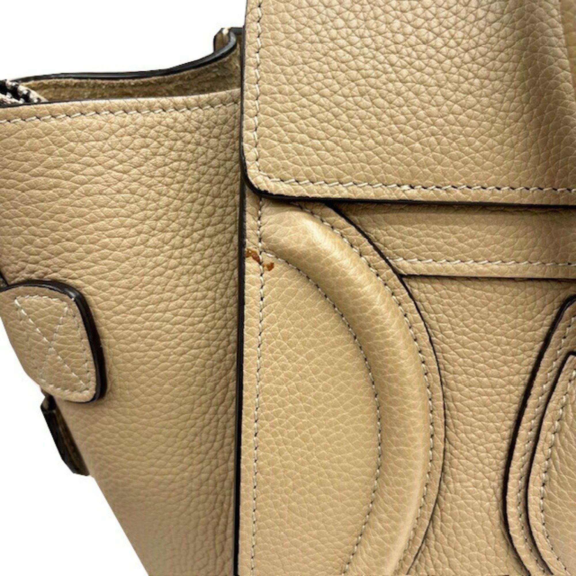 Celine CELINE Luggage Micro Shopper Leather Greige Handbag Tote Bag Women's Size ONE SIZE - 12 Thumbnail