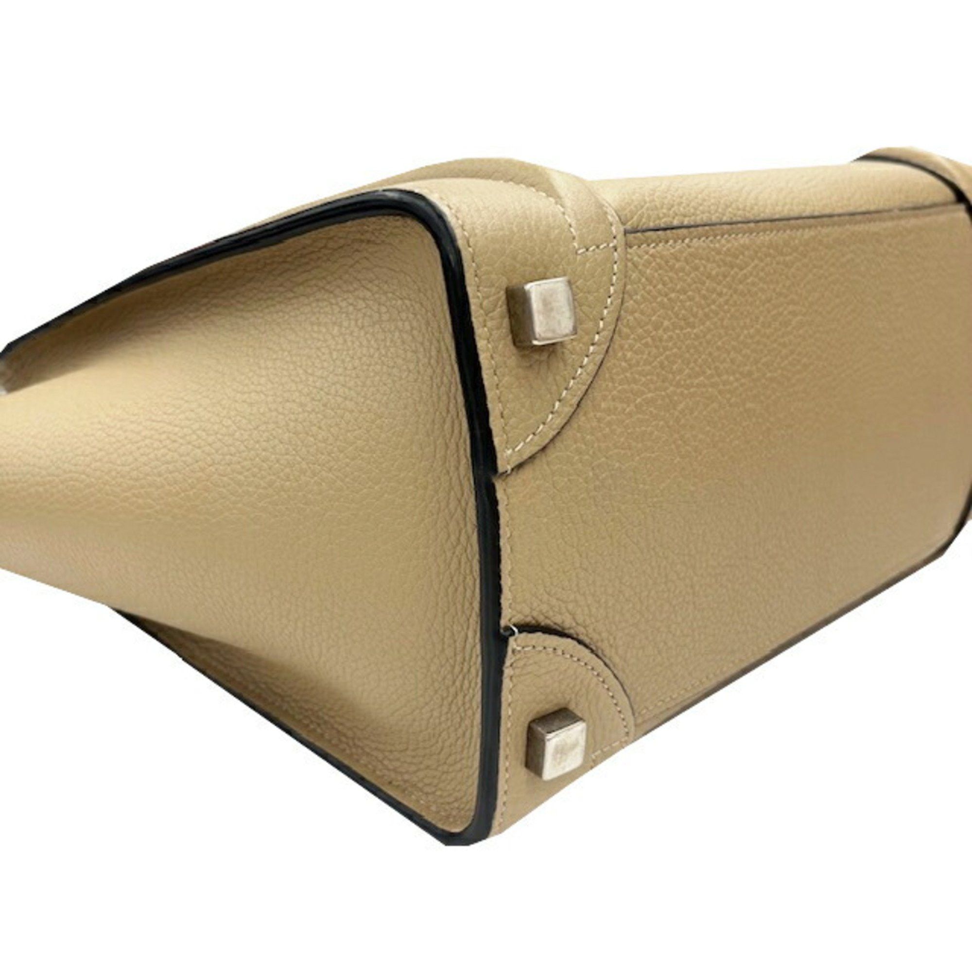 Celine CELINE Luggage Micro Shopper Leather Greige Handbag Tote Bag Women's Size ONE SIZE - 7 Thumbnail