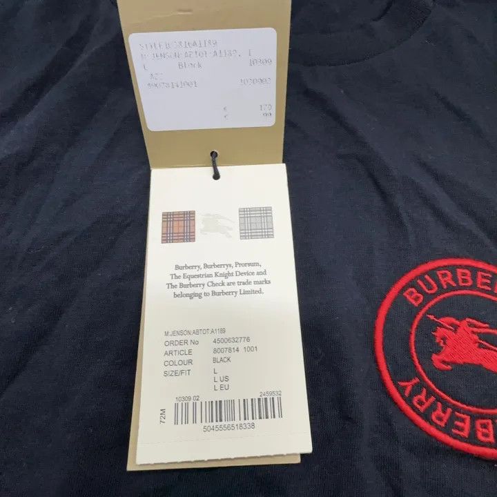 Burberry Burberry Black Logo Short Sleeve T-Shirt 0079 Size L / US 10 / IT 46 - 10 Thumbnail