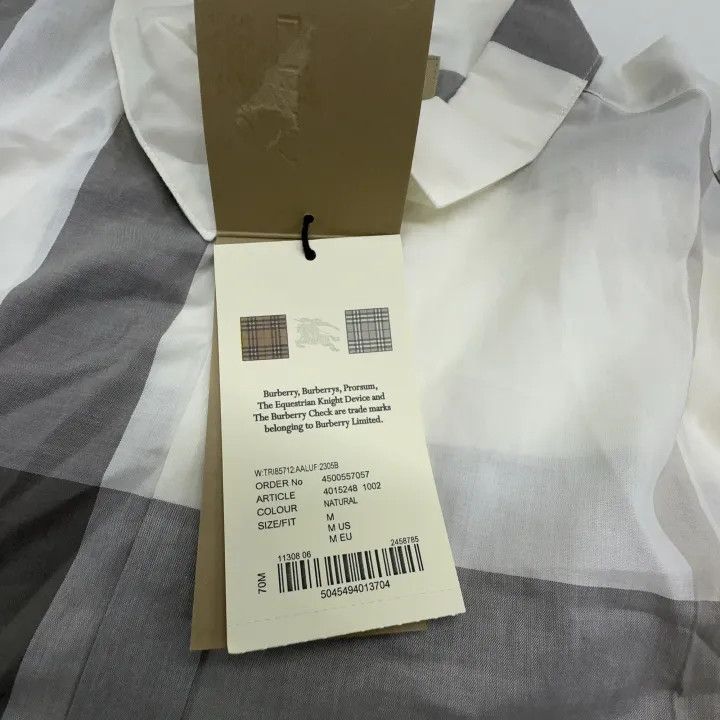 Burberry Burberry Gray Plaid Long Sleeve Shirt for Women 0079 Size M / US 6-8 / IT 42-44 - 4 Thumbnail