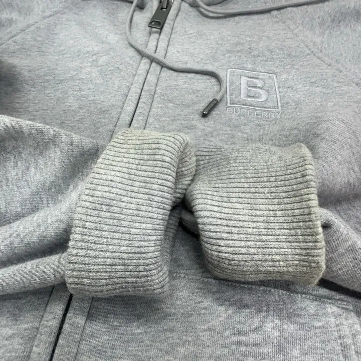 Burberry Burberry Grey Logo Embroidered Zip-Up Hoodie 0079 Size M / US 6-8 / IT 42-44 - 8 Thumbnail