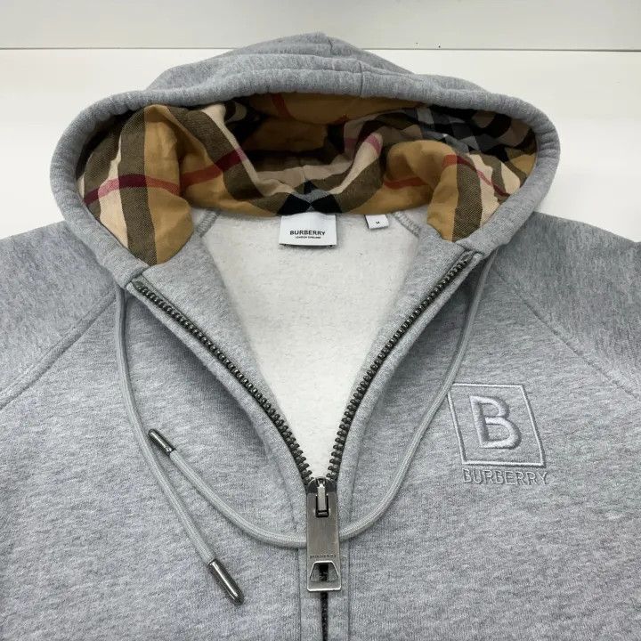 Burberry Burberry Gray Logo Embroidered Zip-Up Hoodie 0079 Size M / US 6-8 / IT 42-44 - 7 Thumbnail