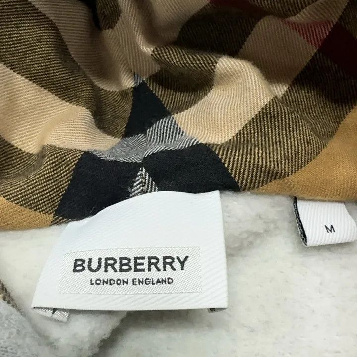 Burberry Burberry Gray Logo Embroidered Zip-Up Hoodie 0079 Size M / US 6-8 / IT 42-44 - 4 Thumbnail