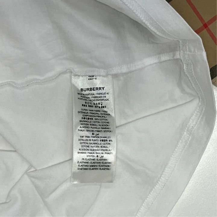 Burberry Burberry SS21 White Tee with Check Sleeves 0079 Size S / US 4 / IT 40 - 2 Thumbnail