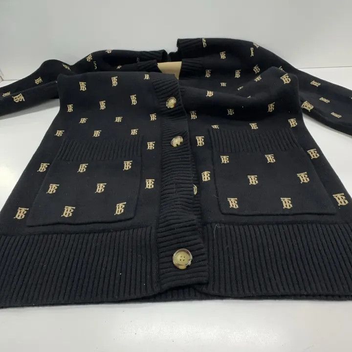 Burberry Burberry Black Logo Knit Cardigan for Women 0079 Size S / US 4 / IT 40 - 7 Thumbnail