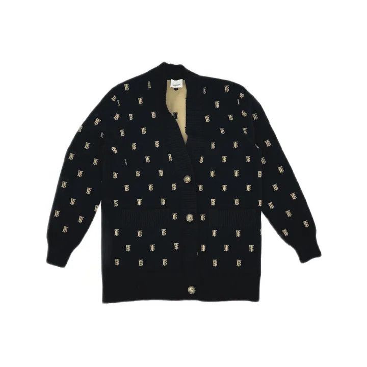 Burberry Burberry Black Logo Knit Cardigan for Women 0079 Size S / US 4 / IT 40 - 2 Thumbnail