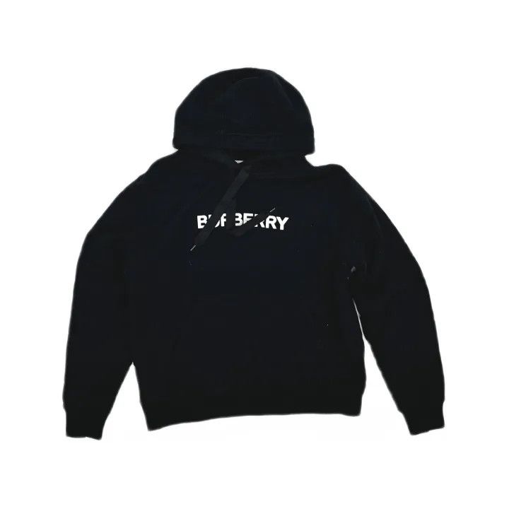 Burberry Burberry Black Logo Print Hooded Sweatshirt 0079 Size S / US 4 / IT 40 - 2 Thumbnail