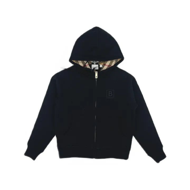 Burberry Burberry Black Hooded Sweatshirt with Check Lining 0079 Size S / US 4 / IT 40 - 2 Thumbnail