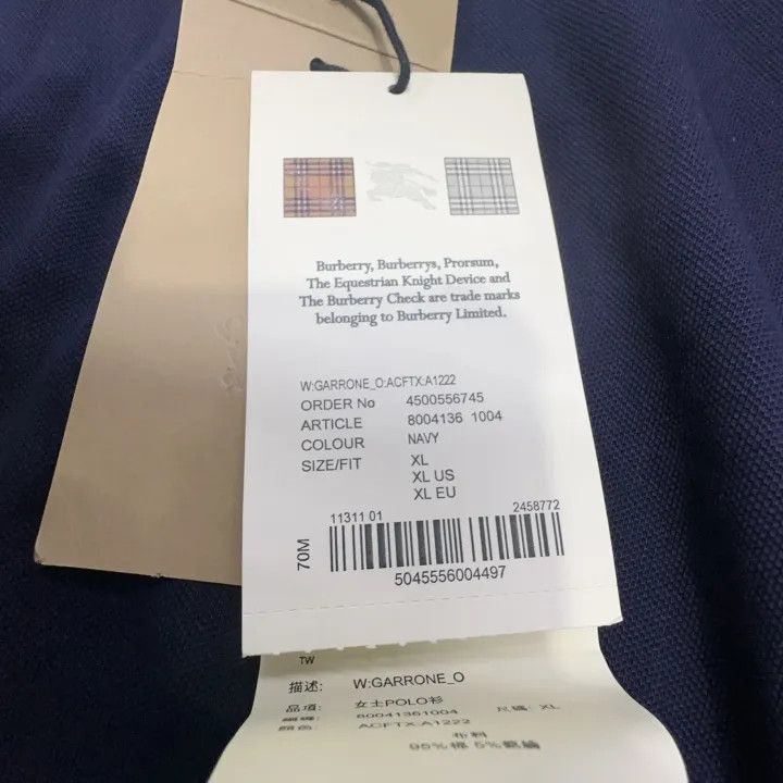 Burberry Burberry Women's Polo Shirt in Navy Blue 0079 Size XL / US 12-14 / IT 48-50 - 12 Thumbnail