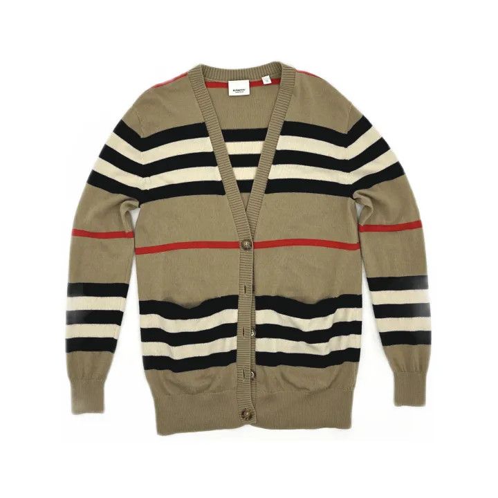 Burberry Burberry Striped Merino Wool Cardigan for Women 0079 Size XS / US 0-2 / IT 36-38 - 2 Thumbnail